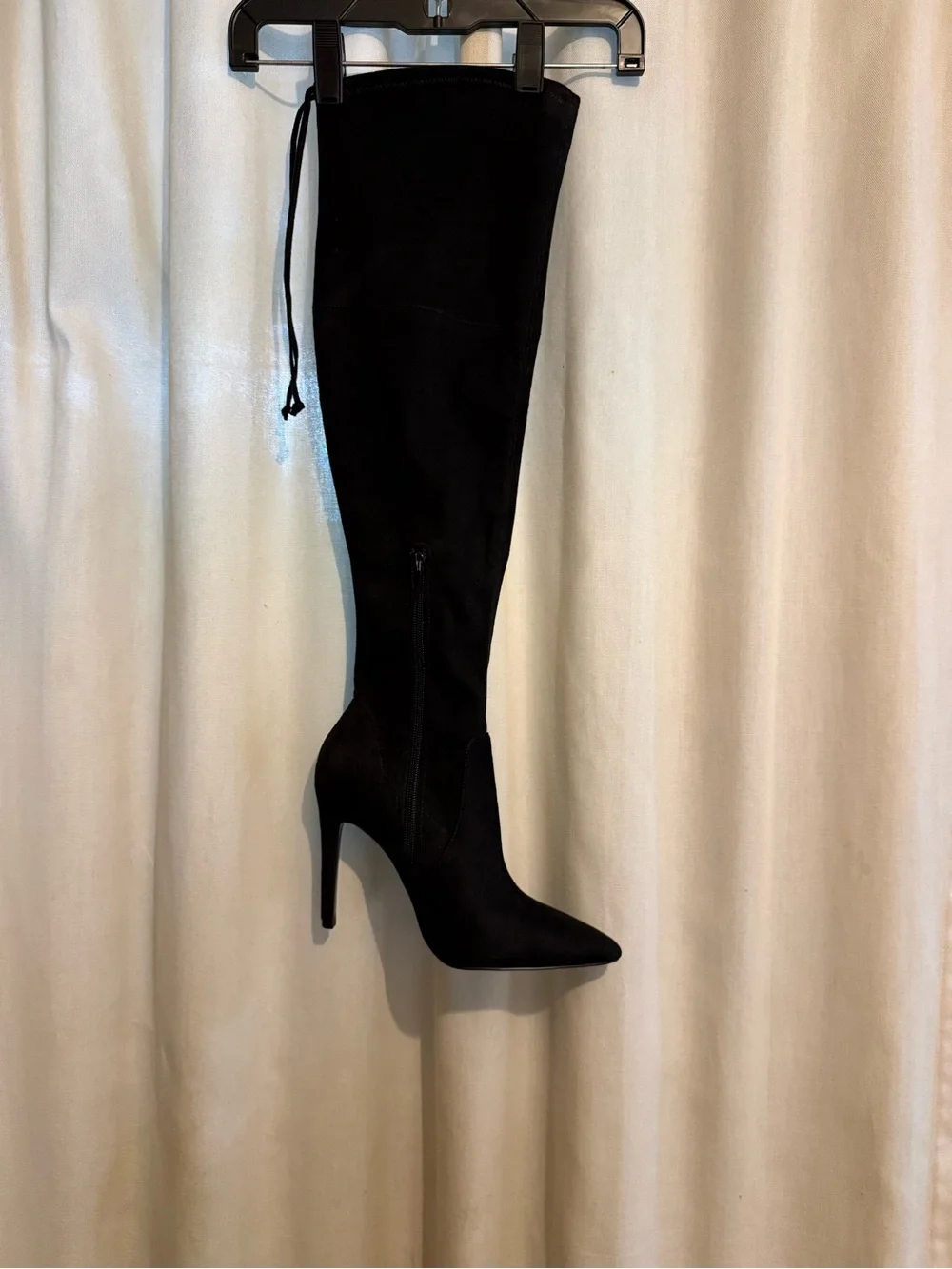 GUESS Black Over The Knee Boots Stiletto Pointed Toe Thigh High Size 6.5 EUC